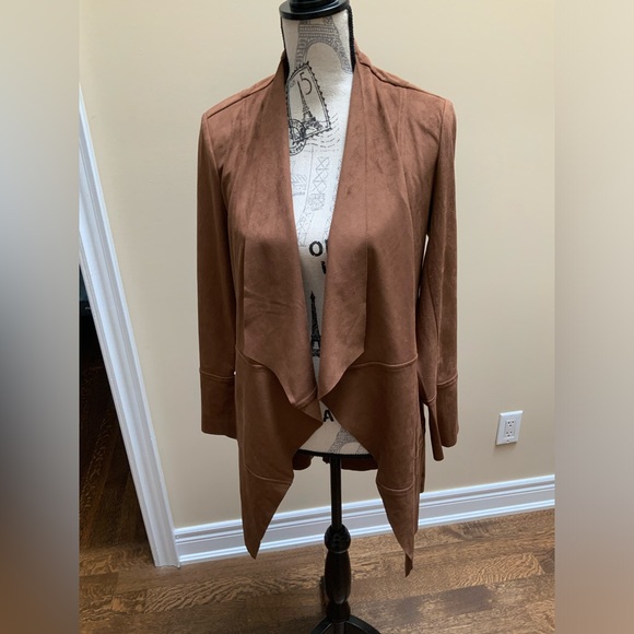 MELANIE LYNE Suede Brown Open Duster Jacket Dressy Women’s Size 4 BRAND NEW - Picture 10 of 16